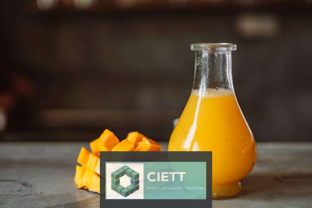 Mango Juice in Clear Glass Bottle
